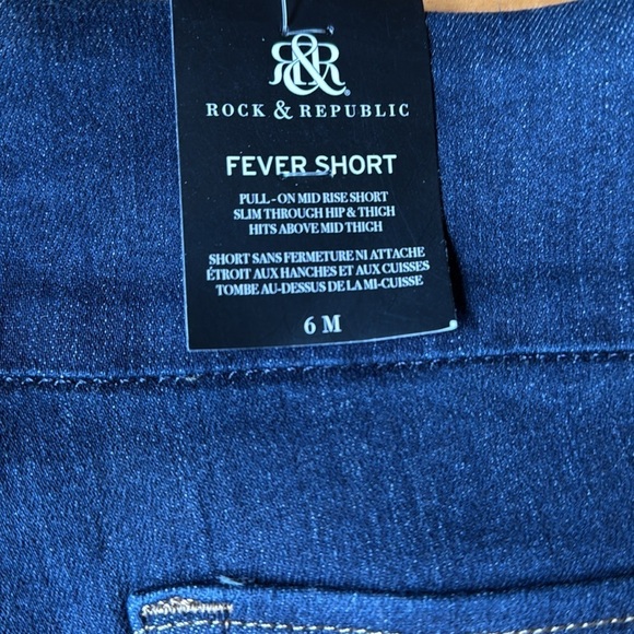 Rock & Republic Women's Denim Rx Fever Pull On Mid-Rise Shorts Size 6M - Picture 4 of 6